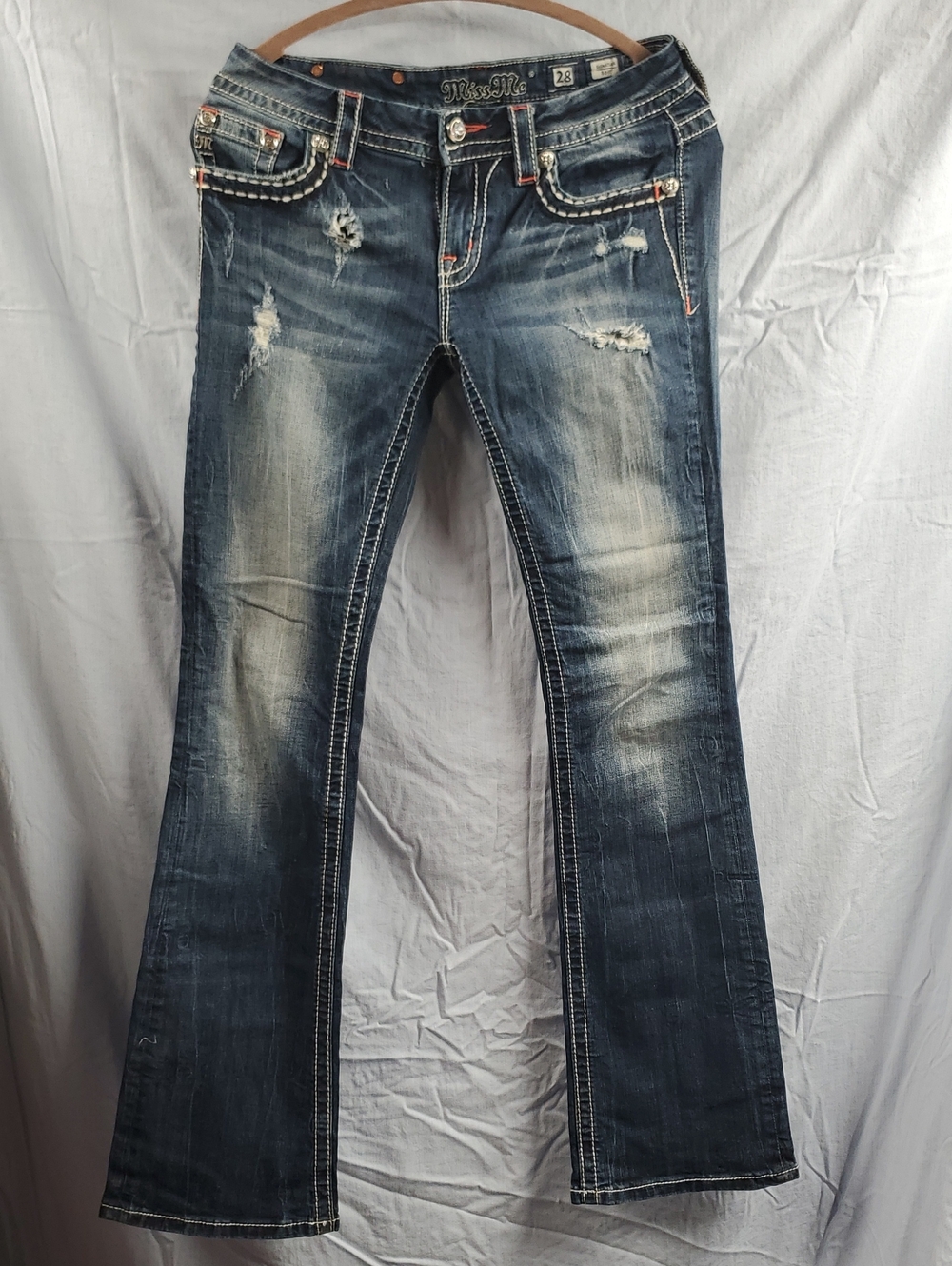 Miss Me Faded Distressed Blue Flare Jeans